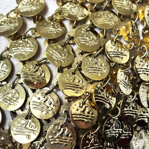 Belly Dance Gold  Metal Coin Boho Bra Y2K NWT NOS - Picture 4 of 12